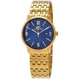 Dome Blue Dial Gold-tone Stainless Steel Unisex Watch -lgbl - Blue - Adee Kaye Watches
