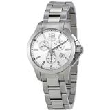 Conquest Chronograph Silver Dial Unisex Watch - Metallic - Longines Watches