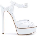 Strappy Platform Sandals - White - Casadei Heels