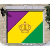The Holiday Aisle® Mardi Gras Diagonal Stripes Door Mural Plastic in Yellow, Size 84.0 H x 96.0 W x 1.0 D in | Wayfair