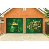 The Holiday Aisle® 2 Piece Happy St. Patrick's Day Door Mural Set Plastic in Green/Yellow, Size 84.0 H x 96.0 W x 1.0 D in | Wayfair