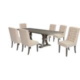Rosalind Wheeler Aaryahi 7 Piece Dining Set Wood/Upholstered Chairs in Brown/Gray, Size 40.0 H in | Wayfair E5118781263C44D58A9A29A1035C8A75