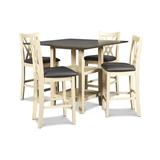 Red Barrel Studio® Nicci 4 - Person Counter Height Dining Set Wood/Upholstered Chairs in Brown, Size 36.0 H in | Wayfair