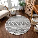 Well Woven Southwestern Gray Area Rug Polypropylene in White, Size 47.0 W x 0.32 D in | Wayfair LDL-78-4R