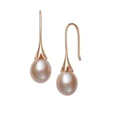 Belk & Co Women's Natural Pink Drop Shaped Cultured Freshwater Pearl Earrings in 14K Rose Gold