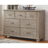 Gracie Oaks Kovan 7 Drawer Double Dresser Wood in Brown/Gray, Size 42.0 H x 60.0 W x 18.0 D in | Wayfair 36373E6B5D3941B3B7E83C7F422C8DF1