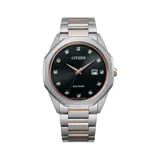 Citizen Eco-Drive Men's Corso Diamond Accent Two Tone Stainless Steel Watch - BM7496-56G, Multicolor