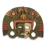 World Menagerie Zhane Life & Death Pre-Hispanic Mask Ceramic Replica Wall Decor Ceramic in Brown/Green, Size 9.8 H x 11.8 W in | Wayfair 229340