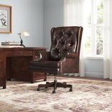 Lark Manor™ Bridgeman Genuine Leather Executive Chair Upholstered in Black/Brown/Red, Size 49.0 H x 30.0 W x 37.0 D in | Wayfair