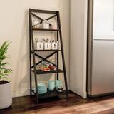 Lavish Home 55.25" H x 24" W Ladder Bookcase Wood in Black, Size 55.25 H x 24.0 W x 13.0 D in | Wayfair M022309