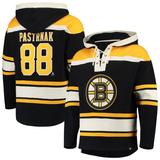 Men's '47 David Pastrnak Black Boston Bruins Player Lacer Pullover Hoodie