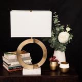 Skylar Antique Bronze and White Marble Table Lamp