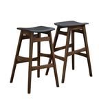 Gracie Oaks Theo 3 Piece Bar Height Dining Set Wood/Upholstered Chairs in Brown/Gray, Size 42.0 H in | Wayfair E73F5B54BC804CD5A20351C71501ACC9
