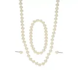 Belk 3 Piece Pearl Necklace, Earrings And Bracelet Set