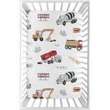 Sweet Jojo Designs Construction Truck Mini Fitted Crib Sheet Polyester, Size 24.0 W x 38.0 D in | Wayfair MiniSheet-Construction-RD-BU-PRT