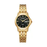 Citizen Women's Gold Tone Stainless Steel BLack Dial Watch -EQ0603-59F, Size: Small