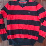 American Eagle Outfitters Shirts | American Eagle Mens Medium V Neck Sweater | Color: Blue/Red | Size: M
