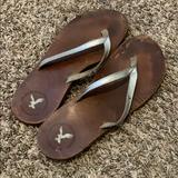 American Eagle Outfitters Shoes | American Eagle Flip Flops Size 10 | Color: Brown/Silver | Size: 10