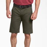 Dickies Men's Flex Regular Fit Duck Carpenter Shorts, 11" - Stonewashed Moss Green Size 36 (DX802)