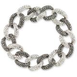 Marcasite And Crystal Pave Oval Link 7 1/2" Bracelet In Sterling Silver - White - Macy's Bracelets