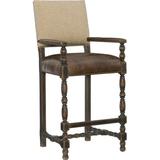 Hooker Furniture Hill Country Bar & Counter Stool Wood/Leather/Genuine Leather in Black/Brown/Gray, Size 48.25 H x 23.5 W x 25.0 D in | Wayfair