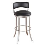 Ivy Bronx Albion Swivel Bar & Counter Stool Upholstered/Metal in Black/Brown, Size 37.5 H x 16.5 W x 16.5 D in | Wayfair