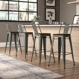 Williston Forge Gaikwad Solid Wood Counter & Bar Stool Wood/Metal in Gray/Black, Size 36.0 H x 12.0 W x 18.0 D in | Wayfair TRNT3506 43881950