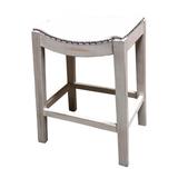 Union Rustic Angeline Bar & Counter Stool Wood/Upholstered/Leather/Genuine Leather in Brown/Gray/White, Size Bar Stool (30" Seat Height) | Wayfair