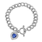 1928 Silver Sapphire Swarovski Elements Heart Toggle Bracelet, Women's, Blue