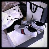 Gucci Shoes | Gucci Glitter Sneakers | Color: Silver | Size: 8