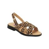 Haband Women's American Sweetheart Cotton Canvas Sandals, Leopard, Size 10 Wide, W