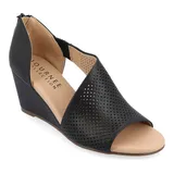 Journee Collection Aretha Women's Wedge Sandals, Size: 7, Black