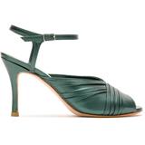Pleated Leather Sandals - Green - Sarah Chofakian Heels