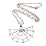 Glowing Web,'Cultured Pearl Spider Web Pendant Necklace from Bali'