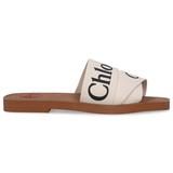 Woody Logo-print Canvas Sandals - White - Chloé Flats