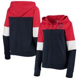 Women's New Era Navy Cleveland Indians Colorblock French Terry Full-Zip Hoodie