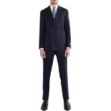 'kei Collection' Slim Fit Double Breasted Flannel Suit Navy - Blue - Canali Suits