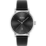 Confidence Black Leather Strap Watch 42mm - Black - BOSS by Hugo Boss Watches