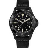Navi Xl Automatic 41mm Leather Strap Watch Black - Black - Timex Watches