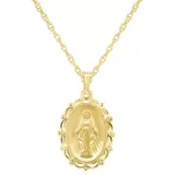 "Sterling Silver Our Lady of Grace Miraculous Medal Pendant, Women's, Size: 18"", Yellow"