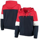 Women's New Era Red/Navy Cleveland Indians Plus Size Colorblock French Terry Full-Zip Hoodie