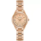 Bulova Women's Diamond Accent Rose Gold-Tone Stainless Steel Watch - 97P151K, Size: Small, Pink