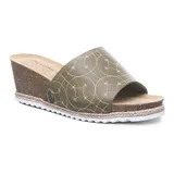 Bearpaw Evian Women's Wedge Slide Sandals, Size: 7, Beig/Green