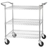 Winco VCCD-1836B 800-lb. Wire Shelving Utility Cart - 3 Levels - Double Handles