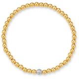 Diamond & Gold Bead Bangle Bracelet In 14k Yellow Gold & 14k White Gold - Metallic - Moon & Meadow Bracelets