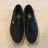 Vans Shoes | Black Leather Slip On Vans | Color: Black | Size: 7.5