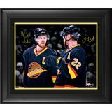 Daniel Sedin and Henrik Vancouver Canucks Framed Autographed 16" x 20" Throwback Jersey Spotlight Photograph