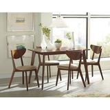 George Oliver Flara 5 - Piece Rubberwood Solid Wood Dining Set Wood/Upholstered Chairs in Brown, Size 30.0 H in | Wayfair