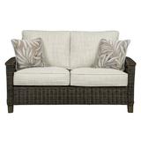 Bay Isle Home™ Dungannon 58.25" Square Arm Loveseat Wood in Black/Brown/Gray, Size 39.0 H x 58.25 W x 36.0 D in | Wayfair
