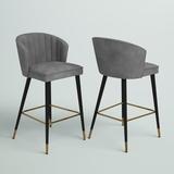 Mercury Row® Hammes 28" Counter Stool Upholstered/Velvet/Metal in Gray, Size 36.5 H x 20.0 W x 21.0 D in | Wayfair CC4E1194C3C24D67B32CB13DE95951B9